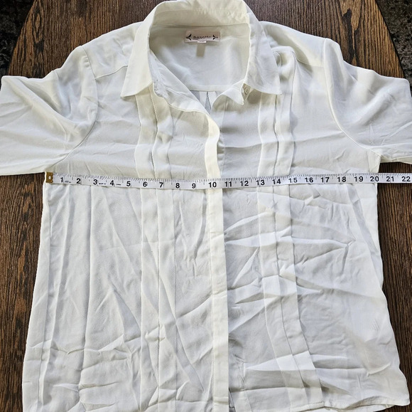Nanette Lepore Cannoli Cream Chiffon Button Down Blouse Size Women's Medium NEW - Picture 9 of 14